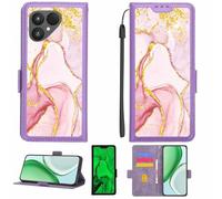 Aroepurt Case Compatible for Fairphone 6 Gen.6 Phone Case Flip Cover [with Tempered Glass Screen Protector][RFID Blocking][Gold Glitter+Luminous] LPT-FDL