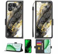 Aroepurt Case Compatible for Fairphone 6 Gen.6 Phone Case Flip Cover [with Tempered Glass Screen Protector][RFID Blocking][Gold Glitter+Luminous] LPT-HDL