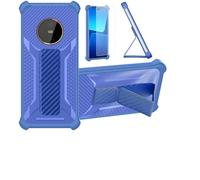 Aroepurt Case Compatible for Gigaset GX6 PRO Phone Case Cover [with Tempered Glass Screen Protector] Hybrid Case [Folding Support Magnetic] [Frosted anti-fingerprint] Blue