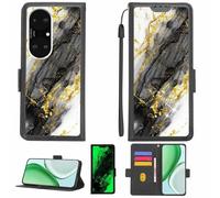 Aroepurt Case Compatible for HERITAGE P60 PRO+Plus Phone Case Flip Cover [with Tempered Glass Screen Protector][RFID Blocking][Gold Glitter+Luminous] LPT-HDL