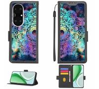 Aroepurt Case Compatible for HERITAGE P60 PRO+Plus Phone Case Flip Cover [with Tempered Glass Screen Protector][RFID Blocking][Colorful Reflect Light] LPT-HTT