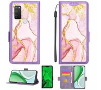 Aroepurt Case Compatible for Hisense R12 5g Phone Case Flip Cover [with Tempered Glass Screen Protector][RFID Blocking][Gold Glitter+Luminous] LPT-FDL