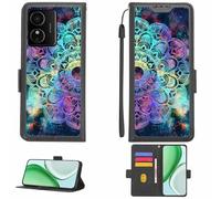 Aroepurt Case Compatible for HMD Arc Phone Case Flip Cover [with Tempered Glass Screen Protector][RFID Blocking][Colorful Reflect Light] LPT-HTT