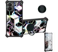 Aroepurt Case Compatible for Hmd Fusion X1 Phone Case Cover [with 1* Tempered Glass Screen Protector][Hard PC + Soft Silicone][Ring Support] [Colorful Reflect Light] IMDH-HS