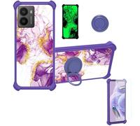 Aroepurt Case Compatible for Hmd Fusion X1 Phone Case Cover [with 1* Tempered Glass Screen Protector][Hard PC + Soft Silicone][Ring Support] [Gold Glitter+Luminous] JSZ-ZDL
