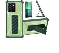 Aroepurt Case Compatible for HMD Skyline Phone Case Stand Cover [with Tempered Glass Screen Protector] Hybrid Case [Folding Support Magnetic] [Frosted anti-fingerprint] Green