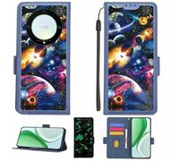 Aroepurt Case Compatible for Honor X9a 5g Phone Case Flip Cover [with Tempered Glass Screen Protector][RFID Blocking][Luminous Effect] LPT-XQ