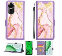 Aroepurt Case Compatible for Huawei Hi nova 12z Phone Case Flip Cover [with Tempered Glass Screen Protector][RFID Blocking][Gold Glitter+Luminous] LPT-FDL