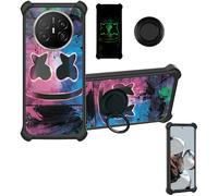 Aroepurt Case Compatible for Huawei Mate 70 Air Phone Case Cover [with 1* Tempered Glass Screen Protector][Hard PC + Soft Silicone][Ring Support] [Luminous Effect] YGH-BQ