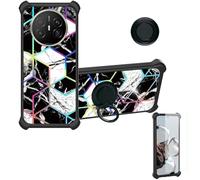 Aroepurt Case Compatible for Huawei Mate 70 Air Phone Case Cover [with 1* Tempered Glass Screen Protector][Hard PC + Soft Silicone][Ring Support] [Colorful Reflect Light] IMDH-HS