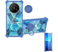 Aroepurt Case Compatible for Huawei Mate 70 Air Phone Case Cover [with 1* Tempered Glass Screen Protector][Hard PC + Soft Silicone][Ring Support] [Colorful Reflect Light] IMDL-LS