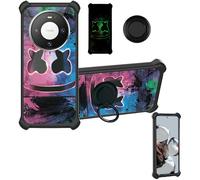 Aroepurt Case Compatible for Huawei Mate 80 Phone Case Cover [with 1* Tempered Glass Screen Protector][Hard PC + Soft Silicone][Ring Support] [Luminous Effect] YGH-BQ