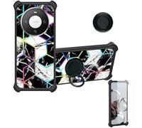 Aroepurt Case Compatible for Huawei Mate 80 Phone Case Cover [with 1* Tempered Glass Screen Protector][Hard PC + Soft Silicone][Ring Support] [Colorful Reflect Light] IMDH-HS