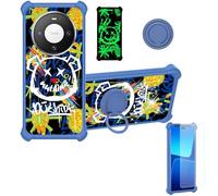 Aroepurt Case Compatible for Huawei Mate 80 Phone Case Cover [with 1* Tempered Glass Screen Protector][Hard PC + Soft Silicone][Ring Support] [Gold Glitter+Luminous] JSL-TYX