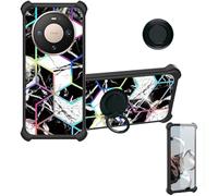 Aroepurt Case Compatible for Huawei Mate 80 Pro Phone Case Cover [with 1* Tempered Glass Screen Protector][Hard PC + Soft Silicone][Ring Support] [Colorful Reflect Light] IMDH-HS