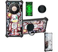 Aroepurt Case Compatible for Huawei Mate 80 Pro Phone Case Cover [with 1* Tempered Glass Screen Protector][Hard PC + Soft Silicone][Ring Support] [Luminous Effect] YGH-MXX