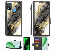 Aroepurt Case Compatible for Ihunt S22 Plus Phone Case Flip Cover [with Tempered Glass Screen Protector][RFID Blocking][Gold Glitter+Luminous] LPT-HDL