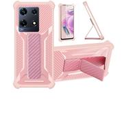Aroepurt Case Compatible for INFINIX NOTE 30 Pro Phone Case Cover [with Tempered Glass Screen Protector] Hybrid Case [Folding Support Magnetic] [Frosted anti-fingerprint] Pink