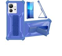 Aroepurt Case Compatible for Infinix Zero Ultra 5G Phone Case Cover [with Tempered Glass Screen Protector] Hybrid Case [Folding Support Magnetic] [Frosted anti-fingerprint] Blue