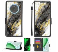 Aroepurt Case Compatible for itel V52A Phone Case Flip Cover [with Tempered Glass Screen Protector][RFID Blocking][Gold Glitter+Luminous] LPT-HDL