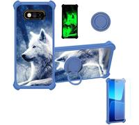 Aroepurt Case Compatible for Jcb Phone ToughPhone E10 Phone Case Cover [with 1* Tempered Glass Screen Protector][Hard PC + Soft Silicone][Ring Support] [Luminous Effect] YGL-LAN