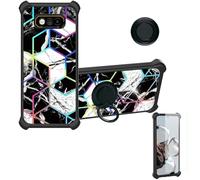 Aroepurt Case Compatible for Jcb Phone ToughPhone E10 Phone Case Cover [with 1* Tempered Glass Screen Protector][Hard PC + Soft Silicone][Ring Support] [Colorful Reflect Light] IMDH-HS