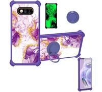 Aroepurt Case Compatible for Jcb Phone ToughPhone E10 Phone Case Cover [with 1* Tempered Glass Screen Protector][Hard PC + Soft Silicone][Ring Support] [Gold Glitter+Luminous] JSZ-ZDL