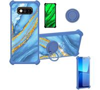 Aroepurt Case Compatible for Jcb Phone ToughPhone E10 Phone Case Cover [with 1* Tempered Glass Screen Protector][Hard PC + Soft Silicone][Ring Support] [Gold Glitter+Luminous] JSL-LDL
