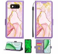 Aroepurt Case Compatible for Jcb Phone ToughPhone E10 Phone Case Flip Cover [with Tempered Glass Screen Protector][RFID Blocking][Gold Glitter+Luminous] LPT-FDL