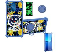 Aroepurt Case Compatible for Kalley Black S Phone Case Cover [with 1* Tempered Glass Screen Protector][Hard PC + Soft Silicone][Ring Support] [Gold Glitter+Luminous] JSL-TYX