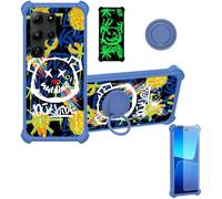 Aroepurt Case Compatible for Kalley Black Z2 Phone Case Cover [with 1* Tempered Glass Screen Protector][Hard PC + Soft Silicone][Ring Support] [Gold Glitter+Luminous] JSL-TYX