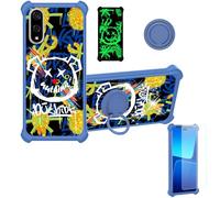 Aroepurt Case Compatible for Kyocera Basio Active3 Kyg04 Phone Case Cover [with 1* Tempered Glass Screen Protector][Hard PC + Soft Silicone][Ring Support] [Gold Glitter+Luminous] JSL-TYX