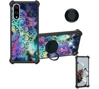 Aroepurt Case Compatible for Kyocera Basio Active3 Kyg04 Phone Case Cover [with 1* Tempered Glass Screen Protector][Hard PC + Soft Silicone][Ring Support] [Colorful Reflect Light] IMDH-HTT