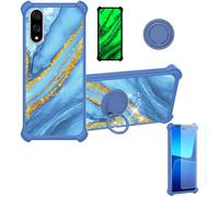 Aroepurt Case Compatible for Kyocera Basio Active3 Kyg04 Phone Case Cover [with 1* Tempered Glass Screen Protector][Hard PC + Soft Silicone][Ring Support] [Gold Glitter+Luminous] JSL-LDL