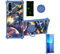 Aroepurt Case Compatible for Kyocera Basio Active3 Kyg04 Phone Case Cover [with 1* Tempered Glass Screen Protector][Hard PC + Soft Silicone][Ring Support] [Luminous Effect] YGL-XQ