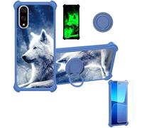 Aroepurt Case Compatible for Kyocera Basio Active3 Kyg04 Phone Case Cover [with 1* Tempered Glass Screen Protector][Hard PC + Soft Silicone][Ring Support] [Luminous Effect] YGL-LAN