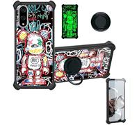 Aroepurt Case Compatible for Kyocera Basio Active3 Kyg04 Phone Case Cover [with 1* Tempered Glass Screen Protector][Hard PC + Soft Silicone][Ring Support] [Luminous Effect] YGH-MXX