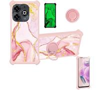 Aroepurt Case Compatible for Lagenio A10 Phone Case Cover [with 1* Tempered Glass Screen Protector][Hard PC + Soft Silicone][Ring Support] [Gold Glitter+Luminous] JSF-FDL
