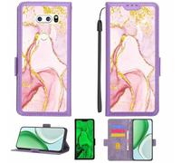 Aroepurt Case Compatible for LG JOJO L-02K Phone Case Flip Cover [with Tempered Glass Screen Protector][RFID Blocking][Gold Glitter+Luminous] LPT-FDL