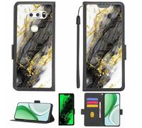 Aroepurt Case Compatible for LG JOJO L-02K Phone Case Flip Cover [with Tempered Glass Screen Protector][RFID Blocking][Gold Glitter+Luminous] LPT-HDL