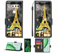 Aroepurt Case Compatible for LG JOJO L-02K Phone Case Flip Cover [with Tempered Glass Screen Protector][RFID Blocking][Gold Glitter+Luminous] LPT-TT