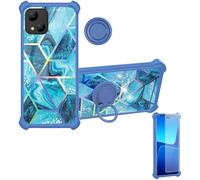 Aroepurt Case Compatible for Logic L55v Phone Case Cover [with 1* Tempered Glass Screen Protector][Hard PC + Soft Silicone][Ring Support] [Colorful Reflect Light] IMDL-LS