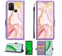 Aroepurt Case Compatible for logicom Solar Phone Case Flip Cover [with Tempered Glass Screen Protector][RFID Blocking][Gold Glitter+Luminous] LPT-FDL