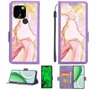 Aroepurt Case Compatible for Logicom Solar PRO Phone Case Flip Cover [with Tempered Glass Screen Protector][RFID Blocking][Gold Glitter+Luminous] LPT-FDL