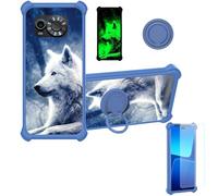 Aroepurt Case Compatible for Maxcom Ms601 Phone Case Cover [with Tempered Glass Screen Protector][Hard PC + Soft Silicone][Ring Support] [Luminous Effect] YGL-LAN