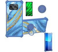 Aroepurt Case Compatible for Maxcom Ms601 Phone Case Cover [with Tempered Glass Screen Protector][Hard PC + Soft Silicone][Ring Support] [Gold Glitter+Luminous] JSL-LDL