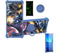 Aroepurt Case Compatible for Maxcom Ms601 Phone Case Cover [with Tempered Glass Screen Protector][Hard PC + Soft Silicone][Ring Support] [Luminous Effect] YGL-XQ