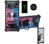 Aroepurt Case Compatible for Maxcom Ms601 Phone Case Cover [with Tempered Glass Screen Protector][Hard PC + Soft Silicone][Ring Support] [Luminous Effect] YGH-BQ