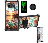 Aroepurt Case Compatible for Maxcom Ms601 Phone Case Cover [with Tempered Glass Screen Protector][Hard PC + Soft Silicone][Ring Support] [Luminous Effect] YGH-FJ