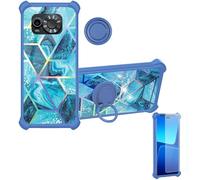 Aroepurt Case Compatible for Maxcom Ms601 Phone Case Cover [with Tempered Glass Screen Protector][Hard PC + Soft Silicone][Ring Support] [Colorful Reflect Light] IMDL-LS